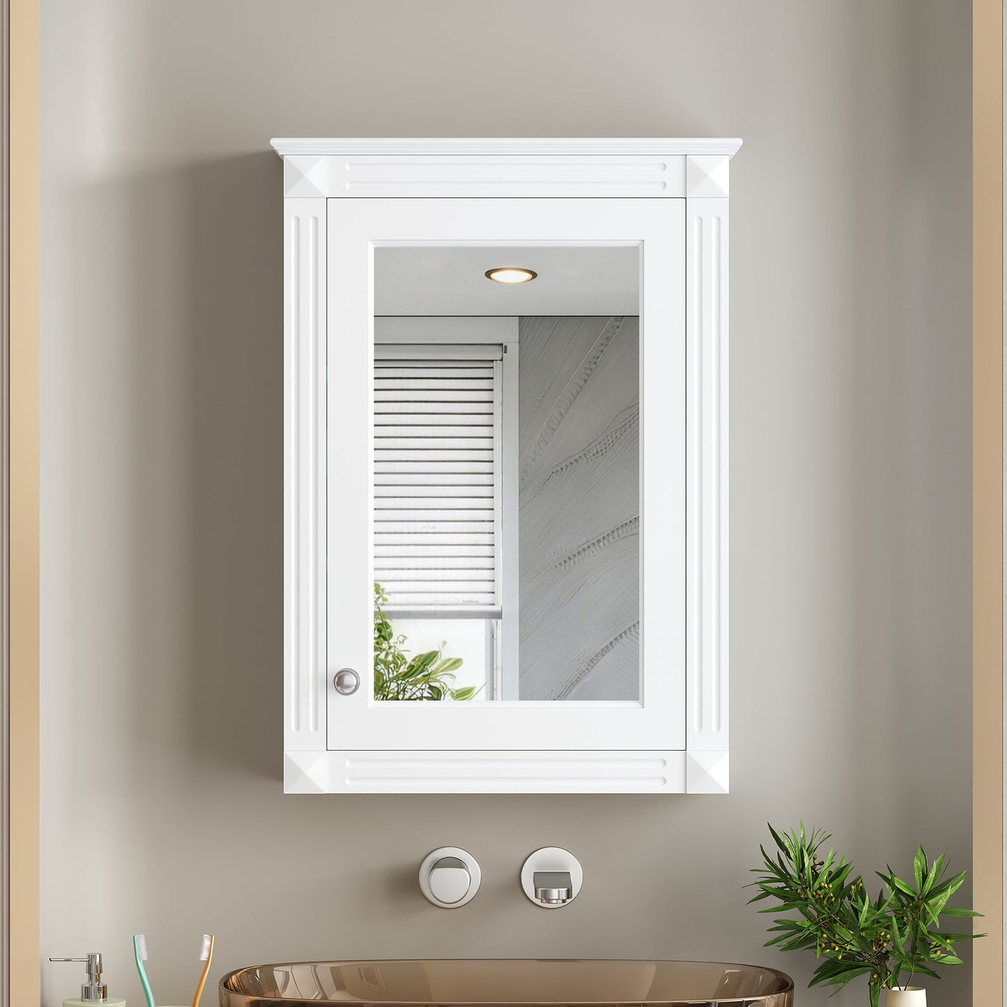 20" Wall Mounted Bathroom Storage Cabinet with Mirror