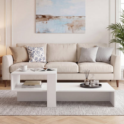 2-Tier Coffee Table with Open Storage Shelf
