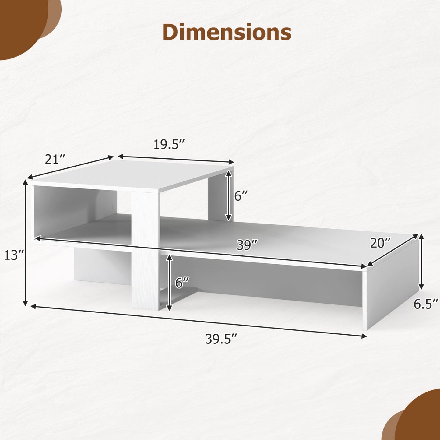 2-Tier Coffee Table with Open Storage Shelf