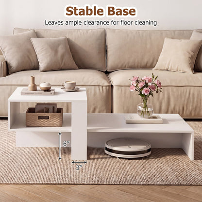 2-Tier Coffee Table with Open Storage Shelf