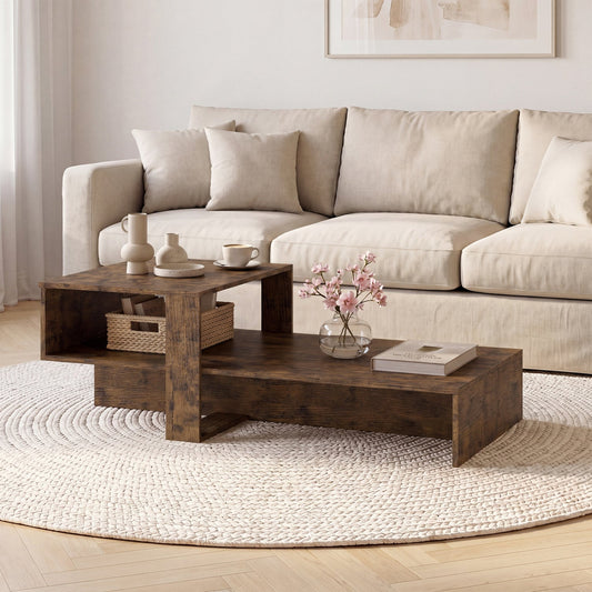 2-Tier Coffee Table with Open Storage Shelf