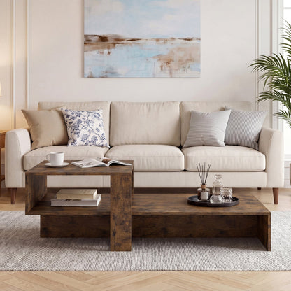 2-Tier Coffee Table with Open Storage Shelf