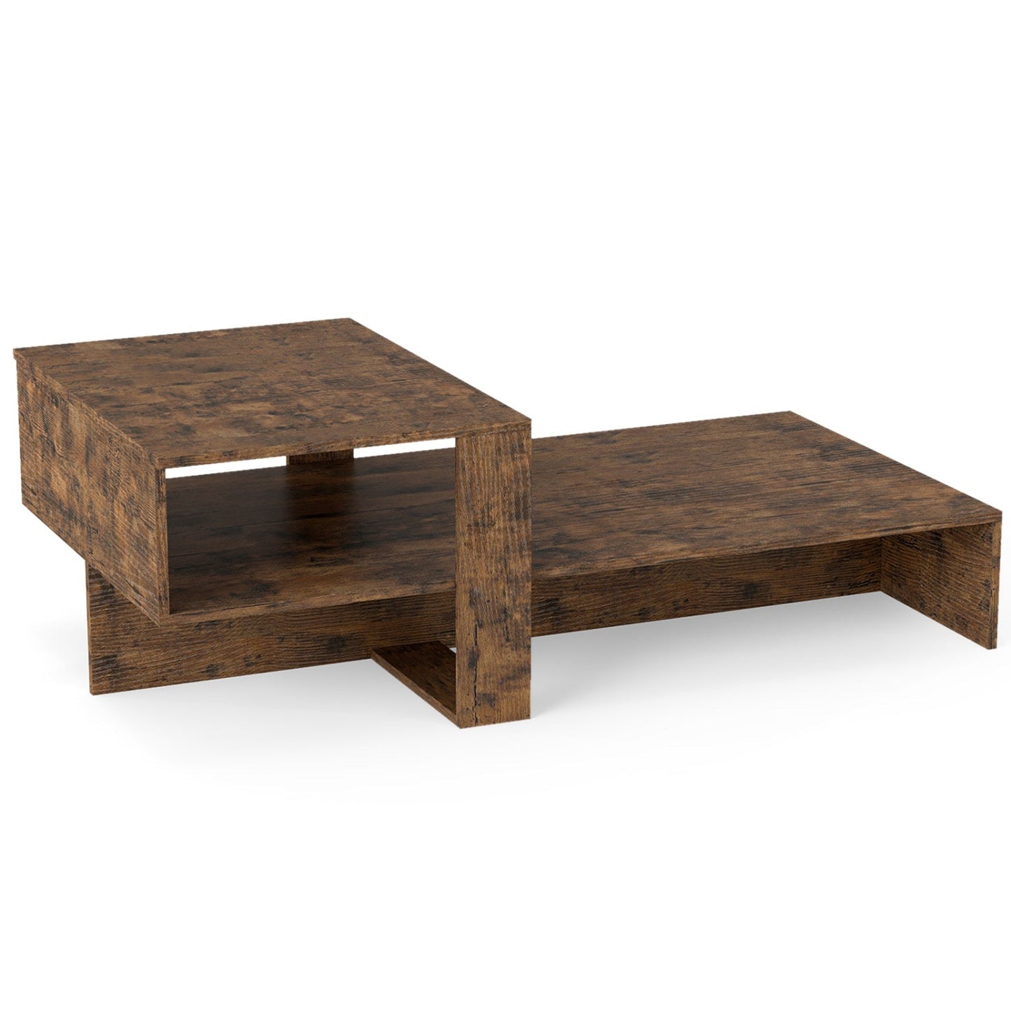 2-Tier Coffee Table with Open Storage Shelf