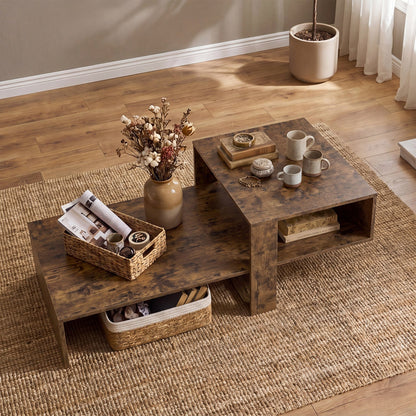 2-Tier Coffee Table with Open Storage Shelf