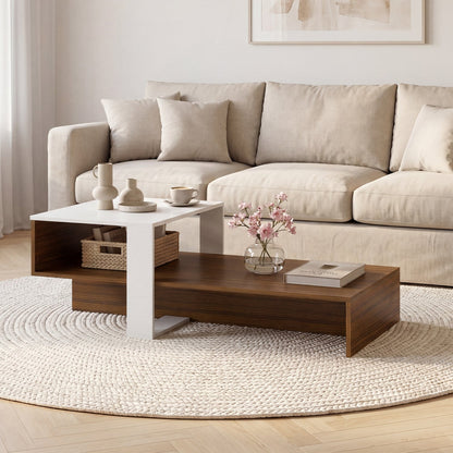 2-Tier Coffee Table with Open Storage Shelf