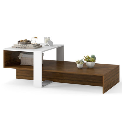 2-Tier Coffee Table with Open Storage Shelf