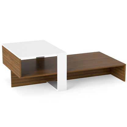 2-Tier Coffee Table with Open Storage Shelf