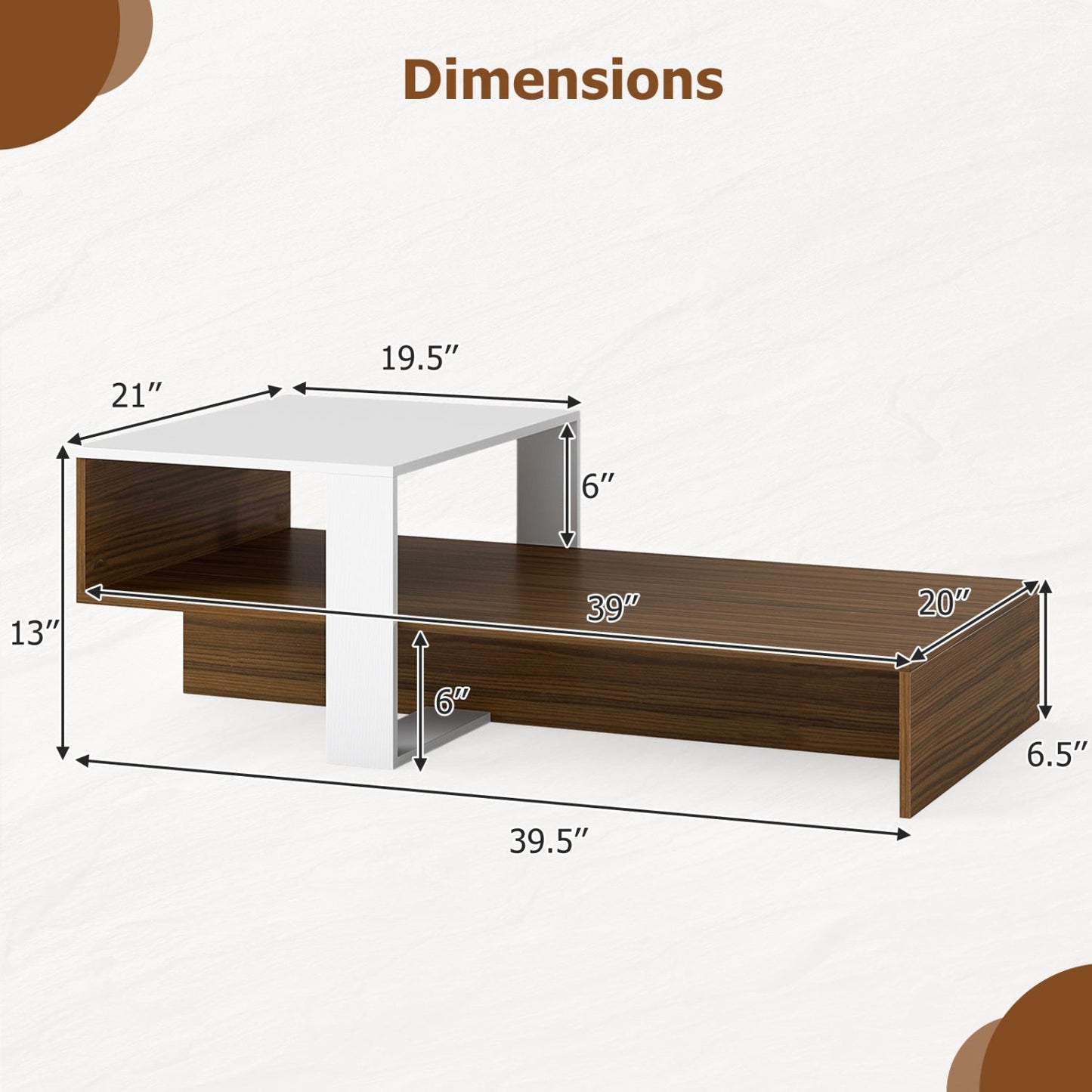 2-Tier Coffee Table with Open Storage Shelf