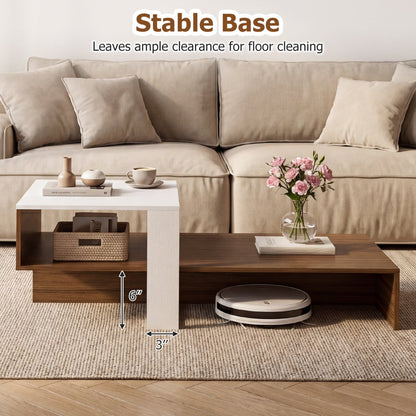 2-Tier Coffee Table with Open Storage Shelf