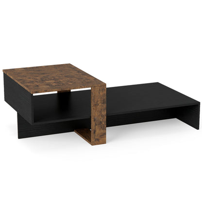 2-Tier Coffee Table with Open Storage Shelf