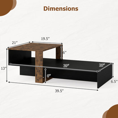 2-Tier Coffee Table with Open Storage Shelf