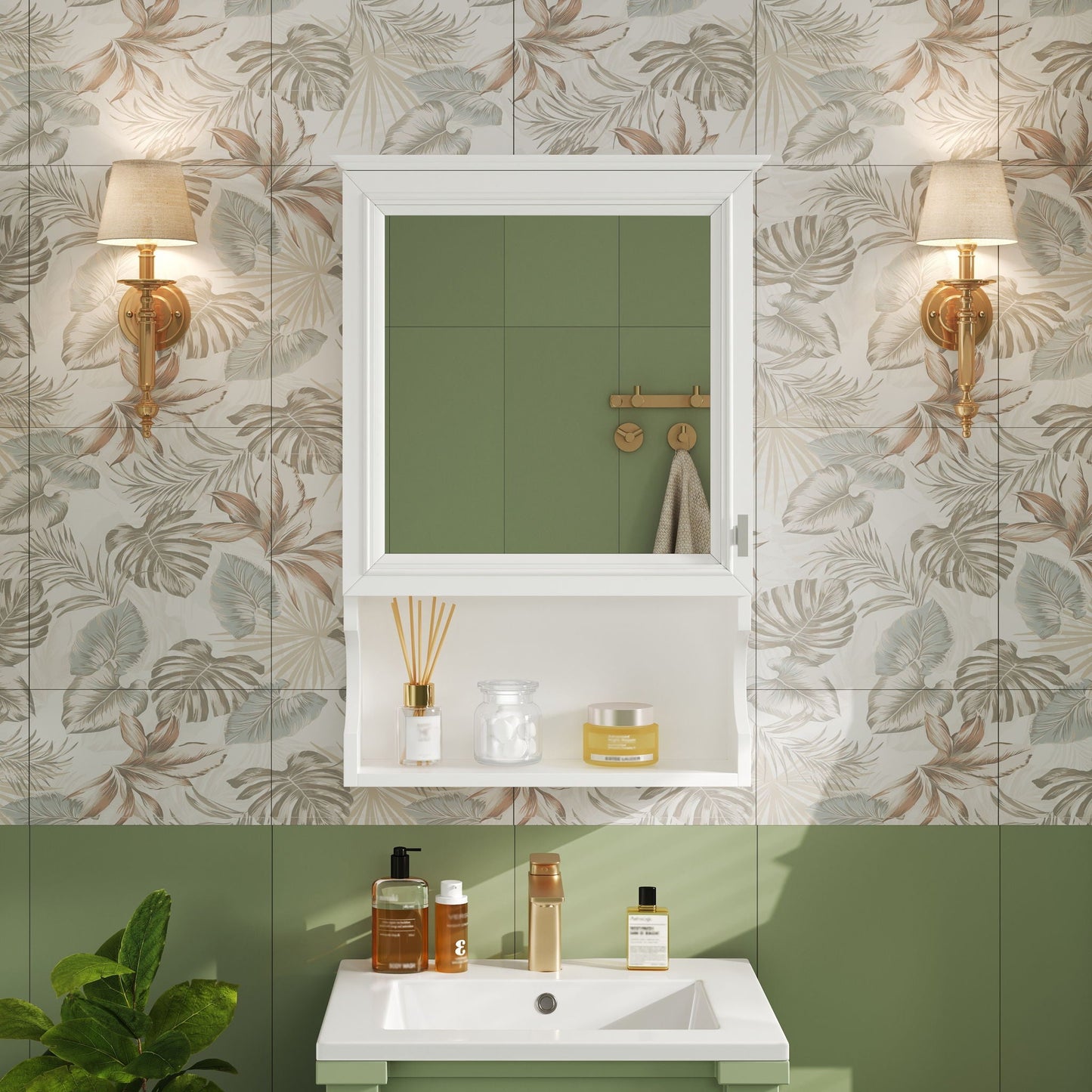 Wall Mounted Bathroom Storage Cabinet With Mirror, Soft Closing Hinges