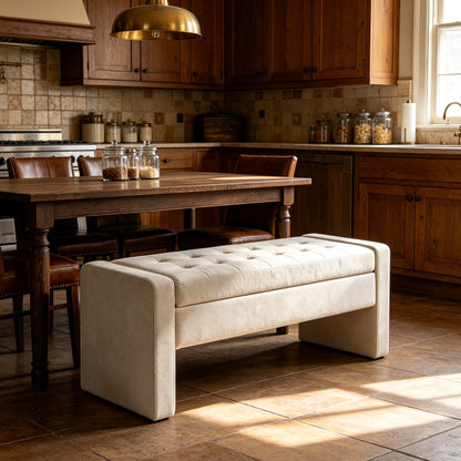50" Modern Upholstered Storage Bench with Tufted Seat