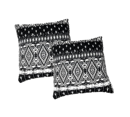 DaDa Bedding Aztec Black & White Diamonds Throw Pillow Covers - 18" x 18" 2-Pack (C14800-1-CC)