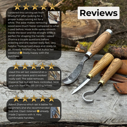 3-Piece Spoon Carving Tool Set