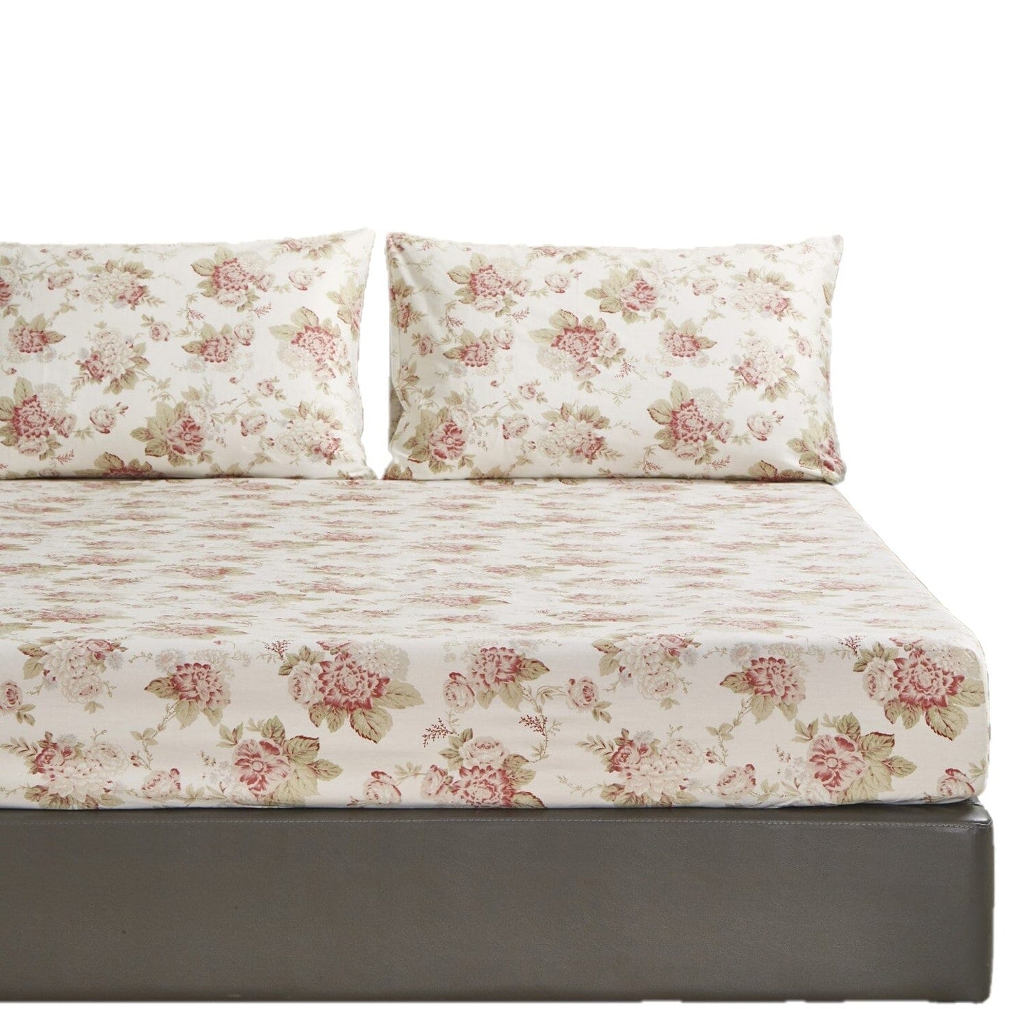 DaDa Bedding Hint of Mint Floral Cotton Fitted Sheet Set
