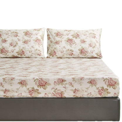 DaDa Bedding Hint of Mint Floral Cotton Fitted Sheet Set