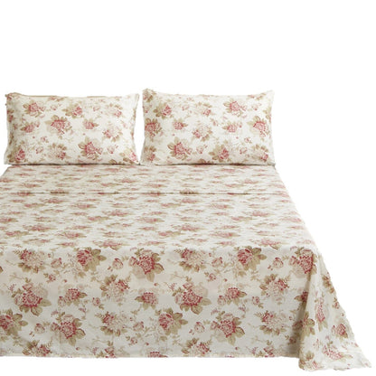 DaDa Bedding Hint of Mint Floral Cotton Flat Sheet Set