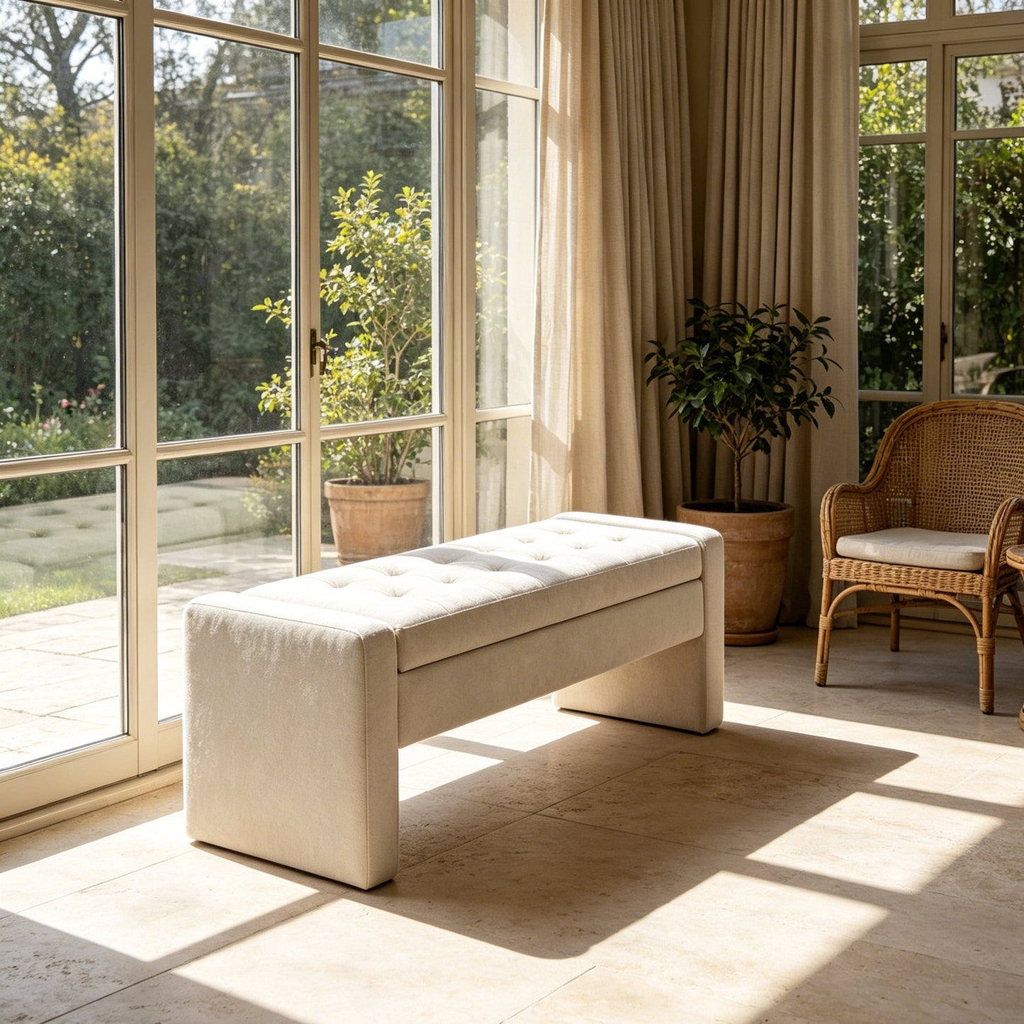 50" Modern Upholstered Storage Bench with Tufted Seat
