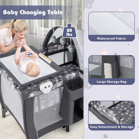 Portable Baby Nursery Center 4-in-1 Portable Travel Crib