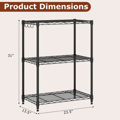 3-Tier Metal Storage Shelving Unit Set of 2 with V-Shaped Wire Rack-Black