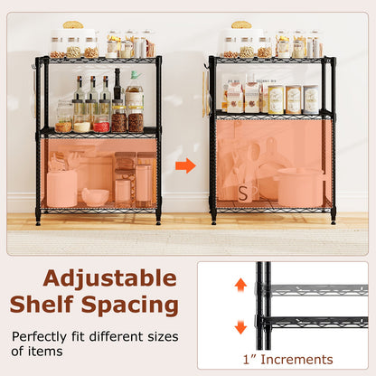 3-Tier Metal Storage Shelving Unit Set of 2 with V-Shaped Wire Rack-Black