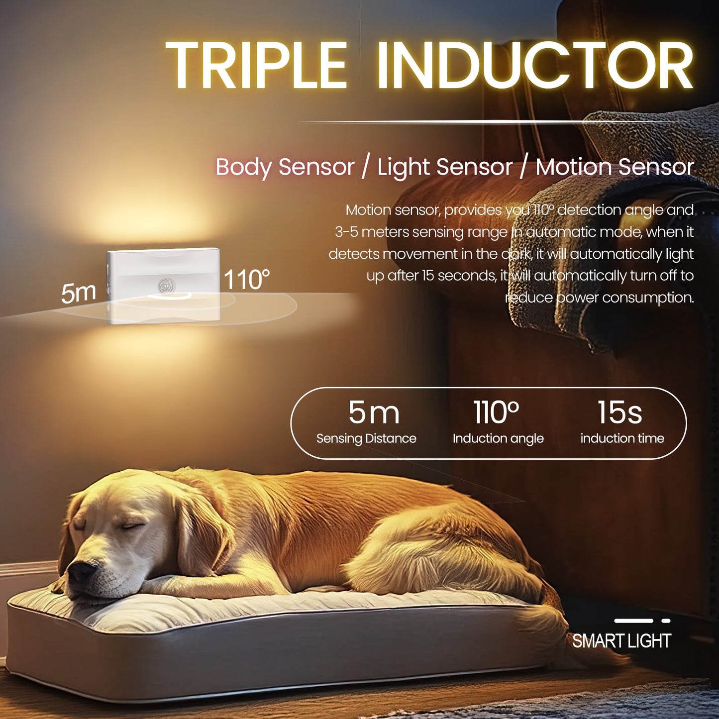 Rechargeable Battery Night Light ,1500 mah , Adjustable Brightness for Bathroom, Bedroom, Kitchen, Cabinet, Stairs, Hallway