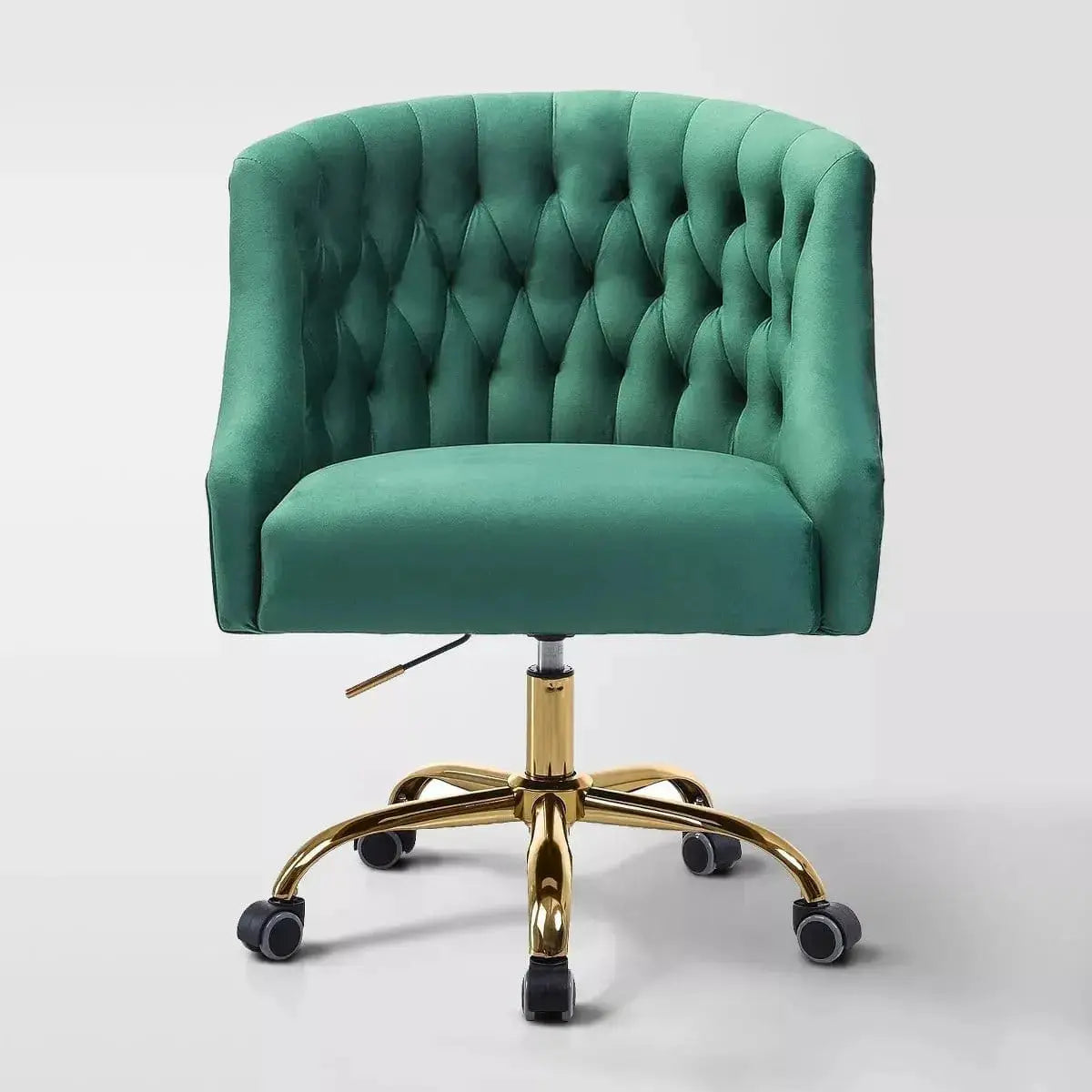 Curvaceous Velvet Swivel Office Chair with Gold Base