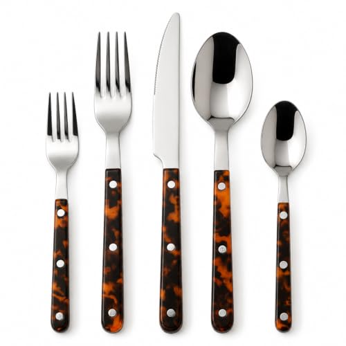 Premium Stainless Steel Flatware Set, 20 Piece Tortoise