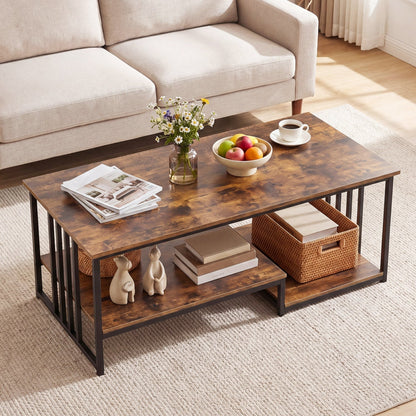 43.5" Coffee Table 2-Tier with Open Storage Shelf