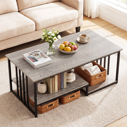 43.5" Coffee Table 2-Tier with Open Storage Shelf