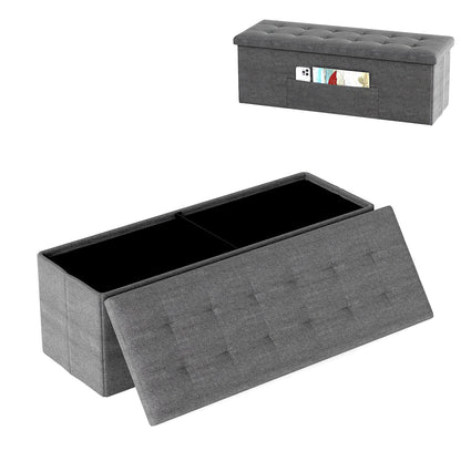 43 Inches Folding Storage Ottoman Bench Linen End of Bed Bench with Padded Seat