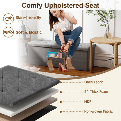 43 Inches Folding Storage Ottoman Bench Linen End of Bed Bench with Padded Seat