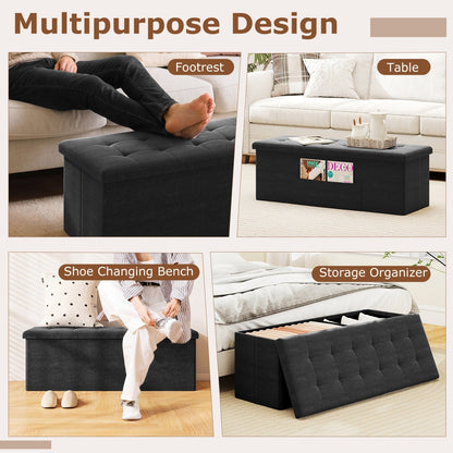 43" Folding Storage Ottoman Bench with Padded Seat
