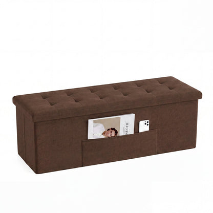 43-Inch Folding Storage Ottoman Bench with Padded Seat