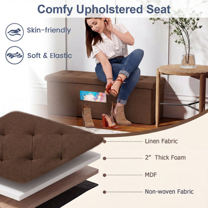 43-Inch Folding Storage Ottoman Bench with Padded Seat
