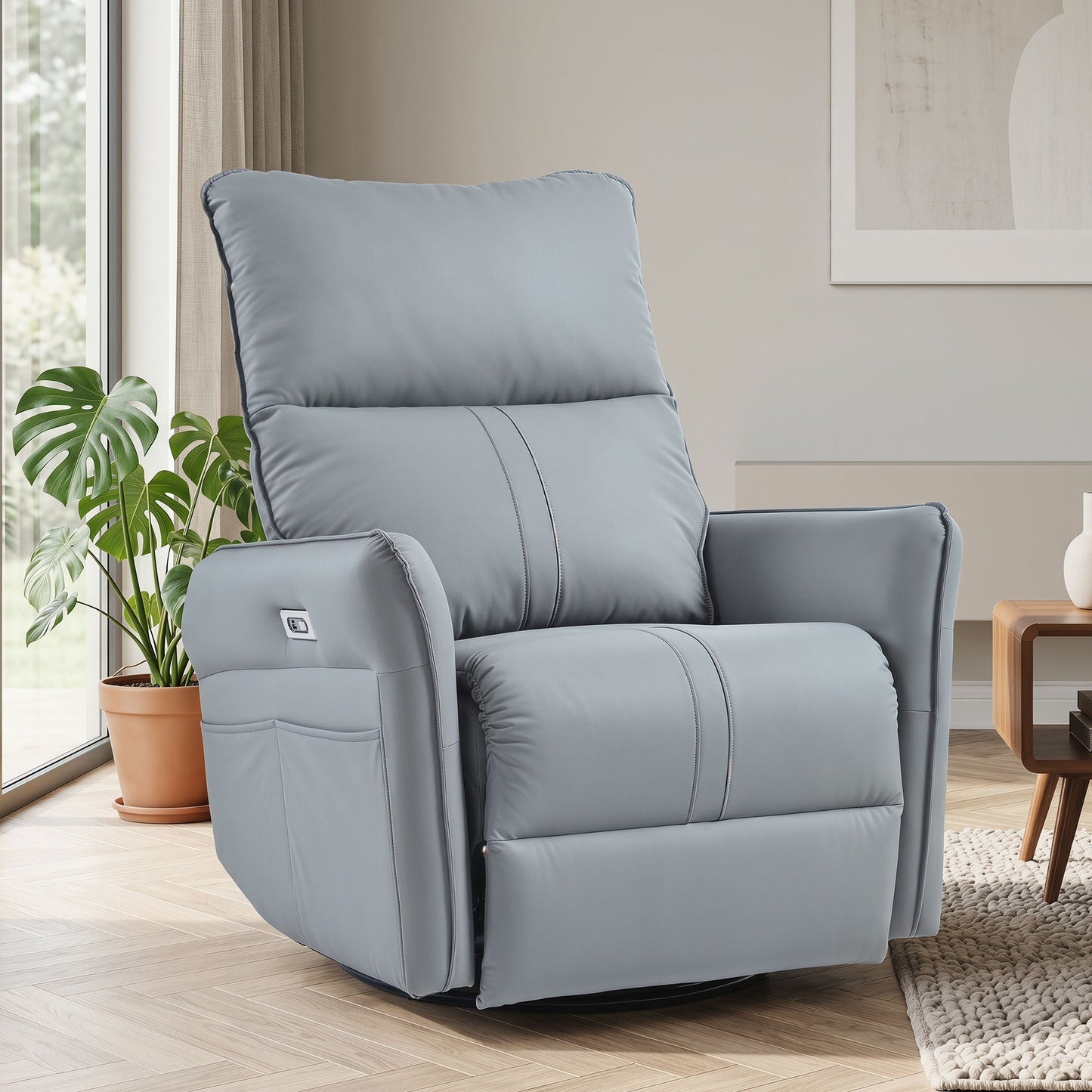 270° Power Swivel Rocker Glider Recliner Chair With USB Ports