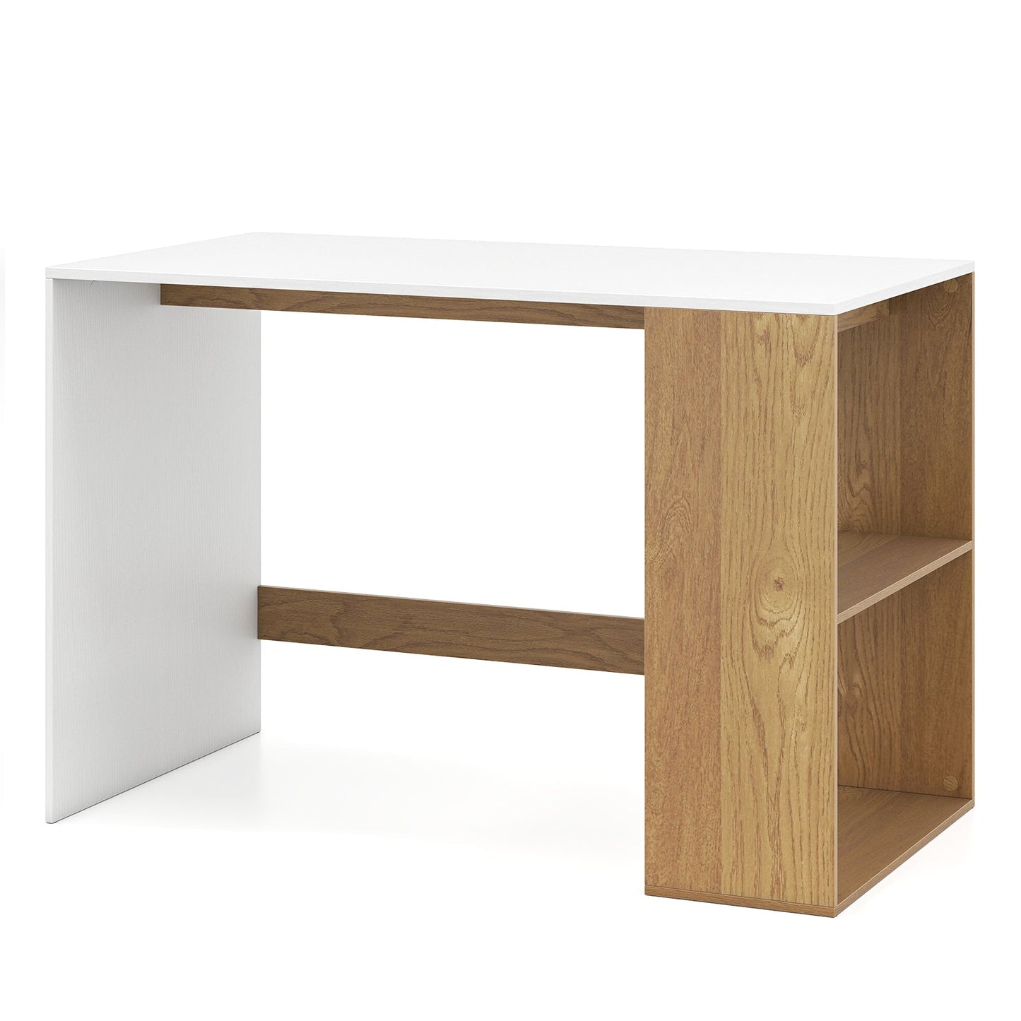44 Inch Wooden Computer Desk with Bookshelf for Small Space