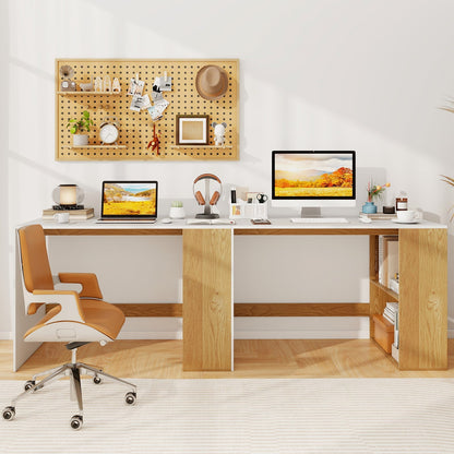44 Inch Wooden Computer Desk with Bookshelf for Small Space