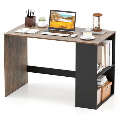44 Inch Wooden Computer Desk with Bookshelf for Small Space