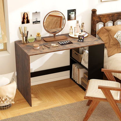 44 Inch Wooden Computer Desk with Bookshelf for Small Space