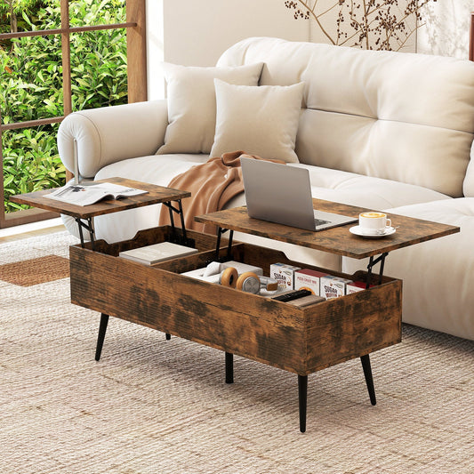 47 Inch Lift Top Coffee Table with 2 Hidden Compartments