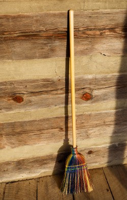 Handmade Farmhouse Broom – Traditional Broomcorn Sweeper, Rustic Country Decor & Functional Cleaning Broom Made in USA