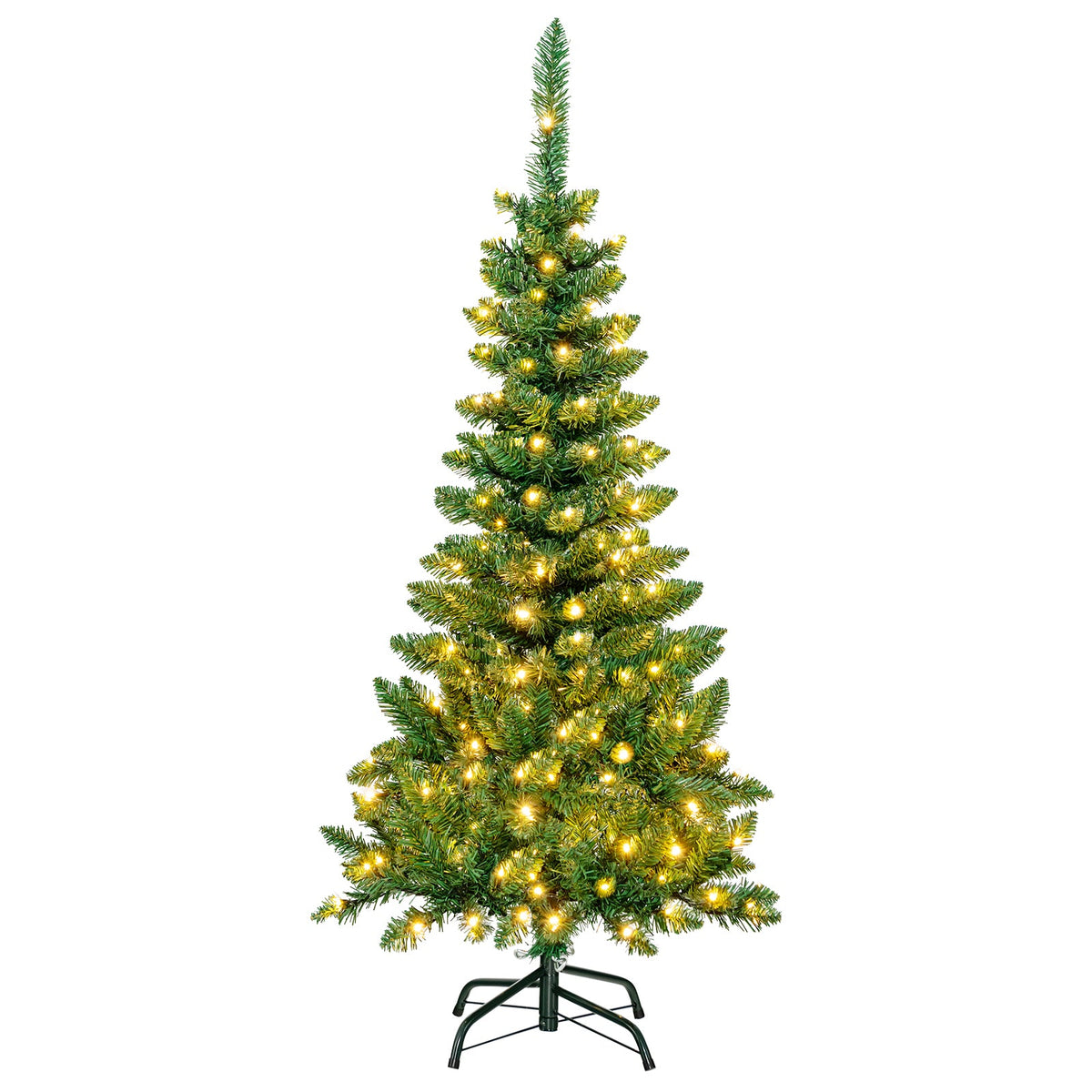 4.5 ft Pre-Lit Premium Hinged Artificial Fir Pencil Christmas Tree with LED Lights