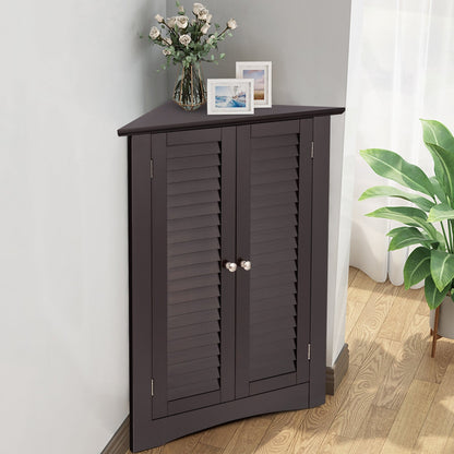 Bathroom Corner Storage Freestanding Floor Cabinet with Shutter Door