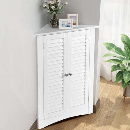 Bathroom Corner Storage Freestanding Floor Cabinet with Shutter Door