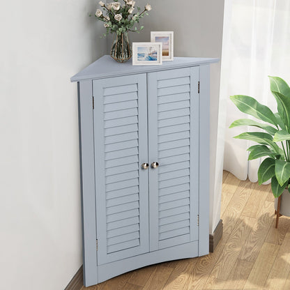 Bathroom Corner Storage Freestanding Floor Cabinet with Shutter Door