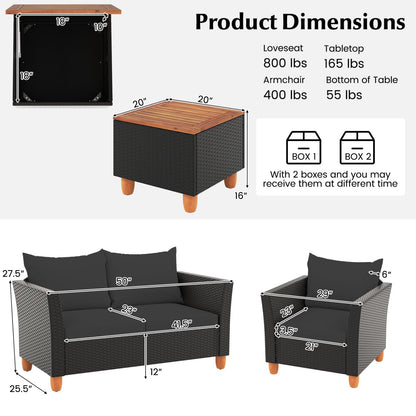 4-Piece Patio Conversation Set with Storage Coffee Table