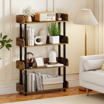 4-Tier Bookshelf Open Bookcase with Anti-Tipping Kit Industrial Storage Unit