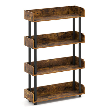 4-Tier Bookshelf Open Bookcase with Anti-Tipping Kit Industrial Storage Unit